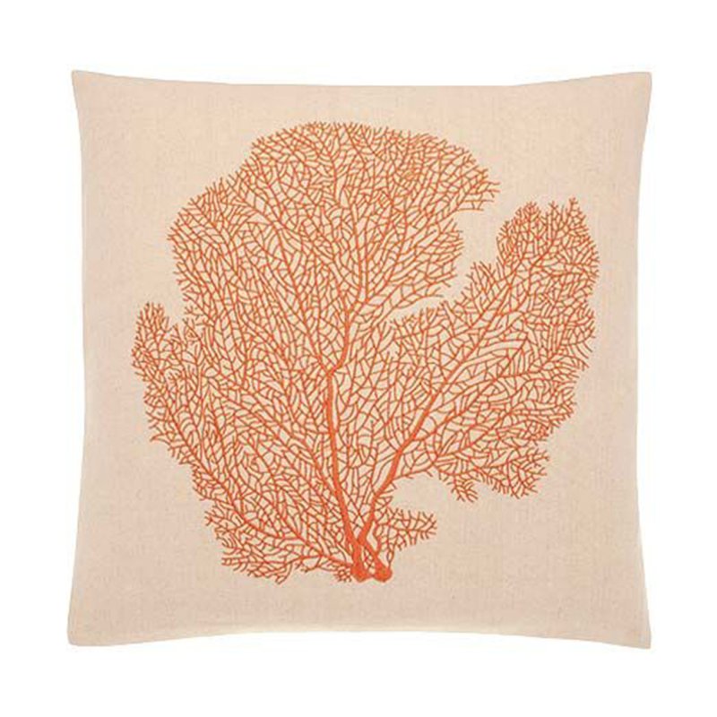 Walton & Co Walton & Co Embroidered Coral Cushion Terracotta