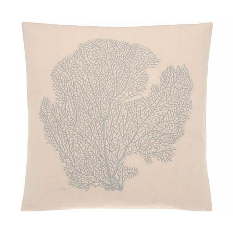 Walton & Co Embroidered Coral Cushion Smoke Blue