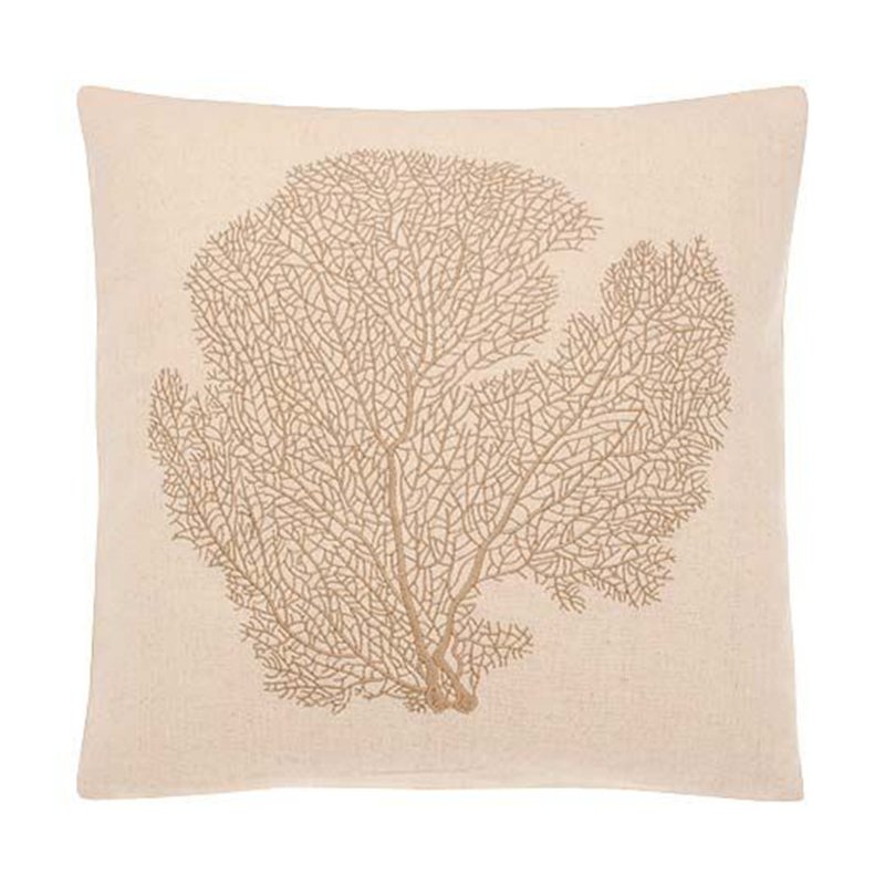 Walton & Co Embroidered Coral Cushion Natural