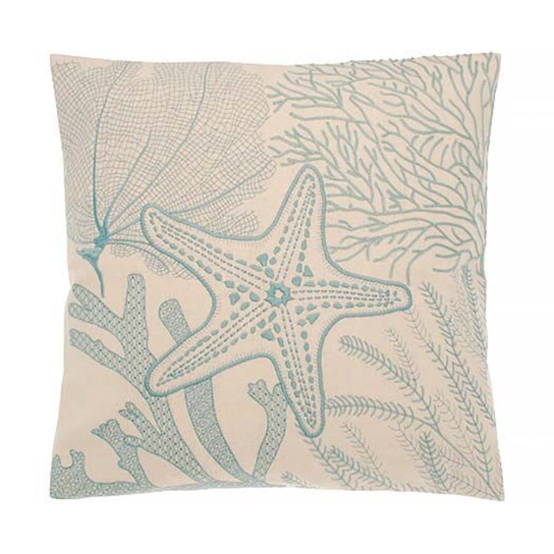 Walton & Co Embroidered Shoreline Cushion Smoke Blue