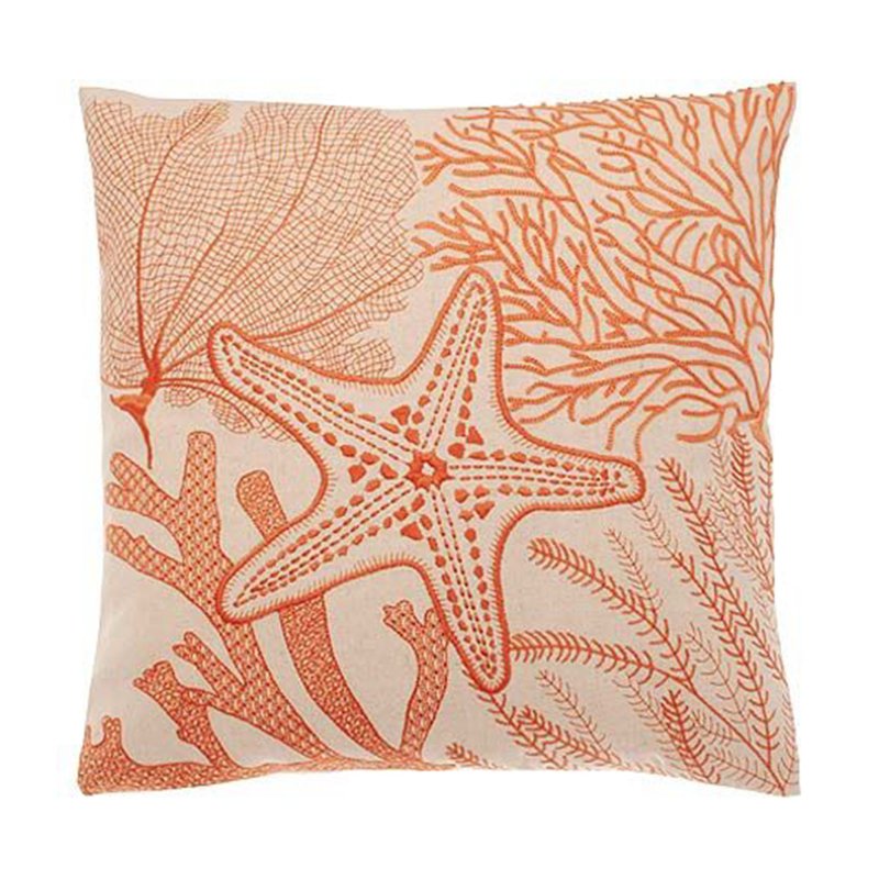 Walton & Co Embroidered Shoreline Cushion Terracotta