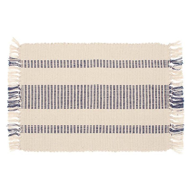 Walton & Co Recycled Cotton Stripe Placemat Slate Blue