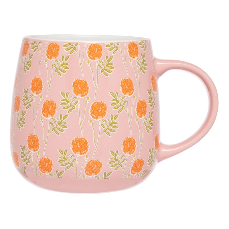Siip the cottage Pink with Orange flowers floral mug