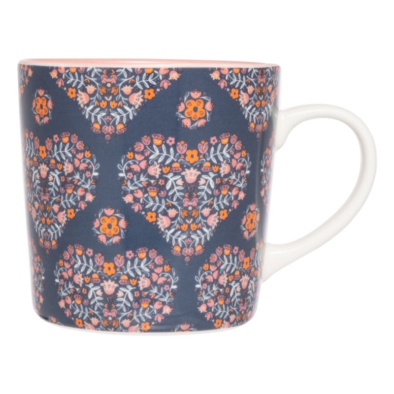 Siip folk floral heart mug