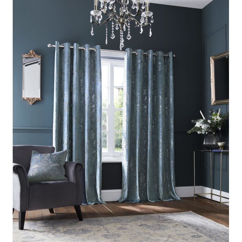 Laura Ashley Laura Ashley Josette Metallic Seaspray Ready Made Curtains