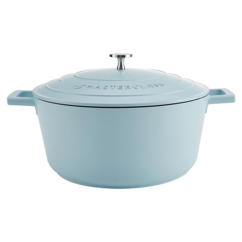 MasterClass 5L Cast Aluminium Casserole Dish, Sky Blue Aldiss of N