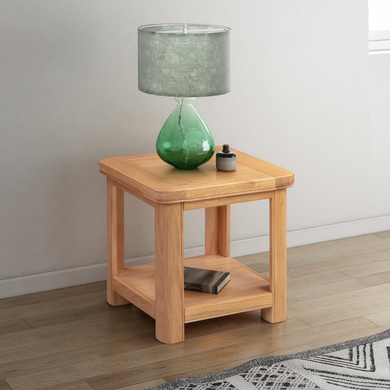 Papaya Gloucester Oak Lamp Table with Shelf