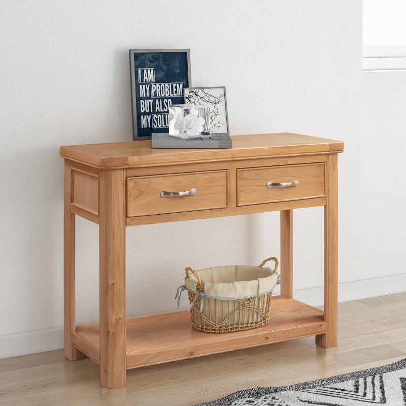 Papaya Gloucester Oak Console Table with 2 Drawers