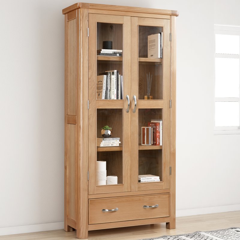 Papaya Gloucester Oak Display Cabinet With Glass Doors