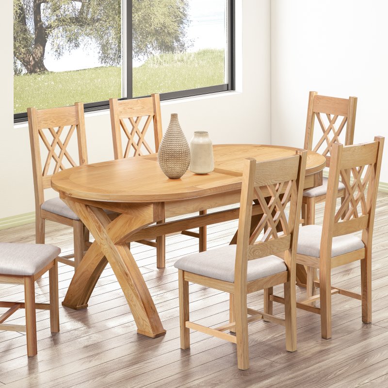 Papaya Gloucester Oak Oval 1.8m Cross Leg Dining Table