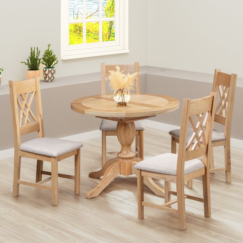 Papaya Gloucester Oak Round 1m Extending Dining Table