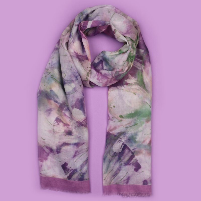 Zelly Lilac Halide Scarf image on a purple background