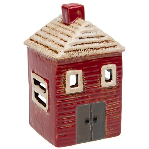 Village Pottery Red House Tealight - on a white background