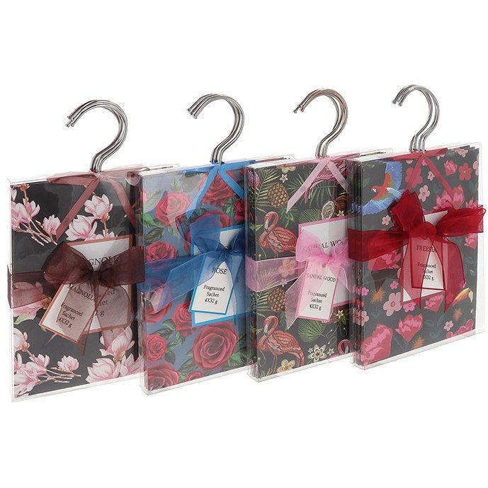 Exotic Bloom Pack of 4 Hanging Sachet - in packaging on a white background
