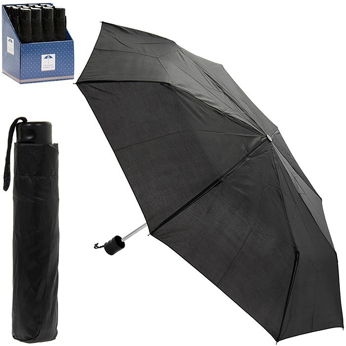 Black Folding Umbrella - on a white background