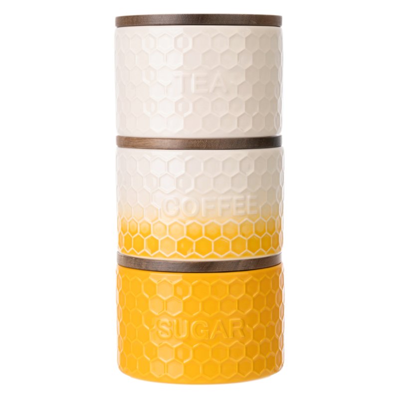 Kitchen Pantry Kitchen Pantry Three Pack Stacking Storage Jars Yellow