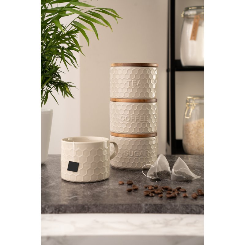 Kitchen Pantry 3 Pack Stacking Storage Jars Grey Aldiss