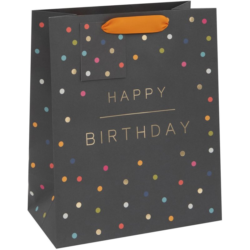 Glick Large Spotted Happy Birthday Gift Bag on a white background