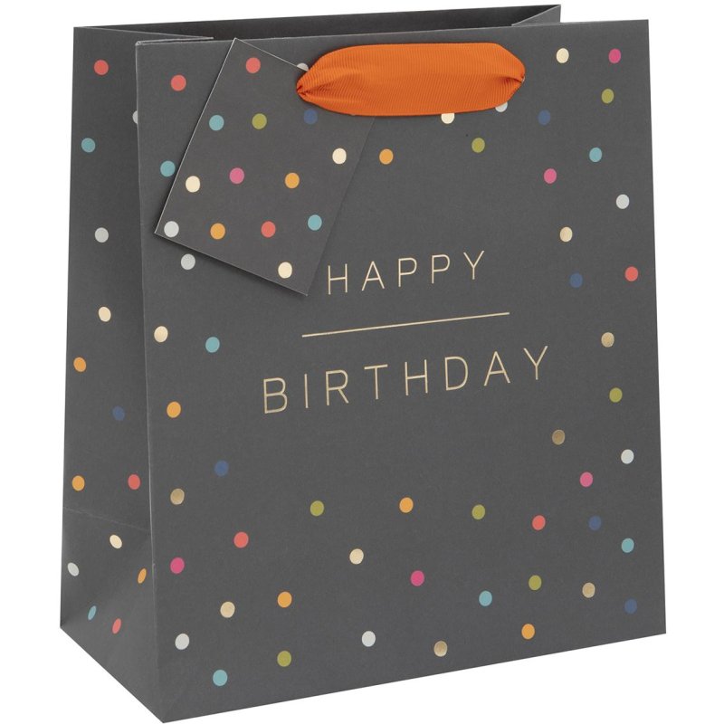 Glick Medium Spotted Happy Birthday Gift Bag on a white background