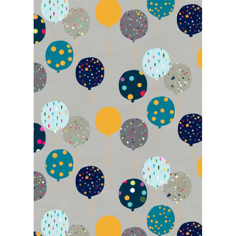 Glick Grey Balloons Gift Wrap close up