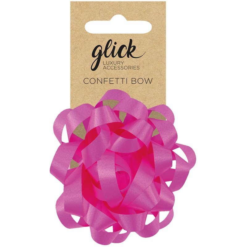 Glick Hot Pink Confetti Bow packaging on a white background