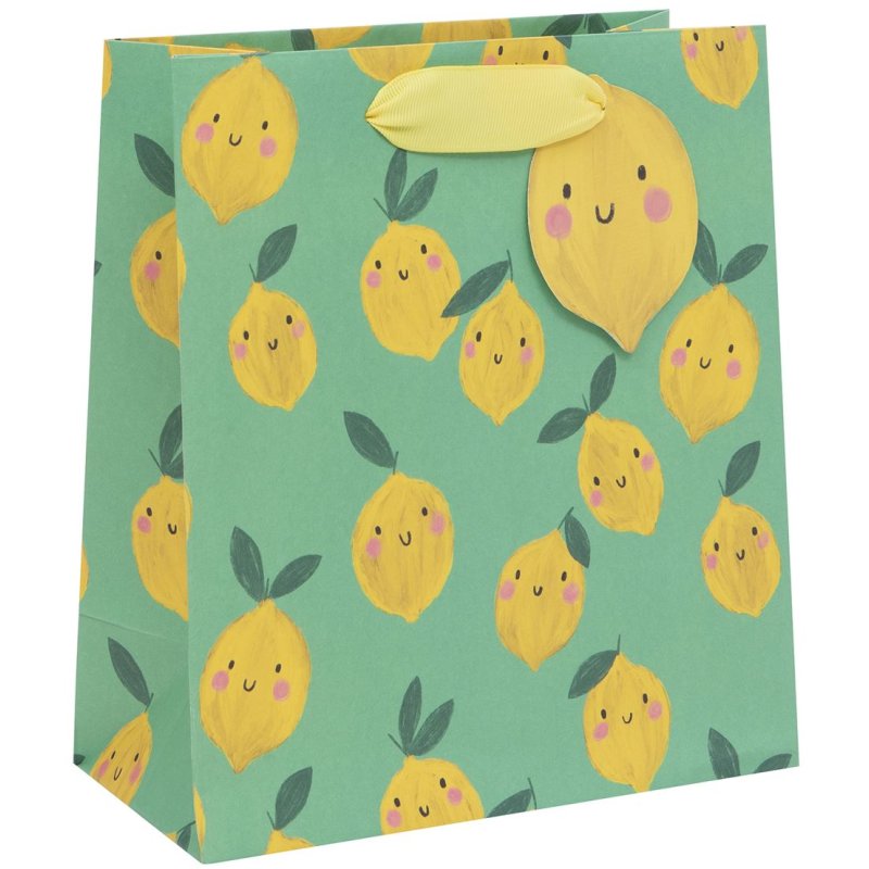 Glick Medium Lively Lemons Gift Bag on a white background
