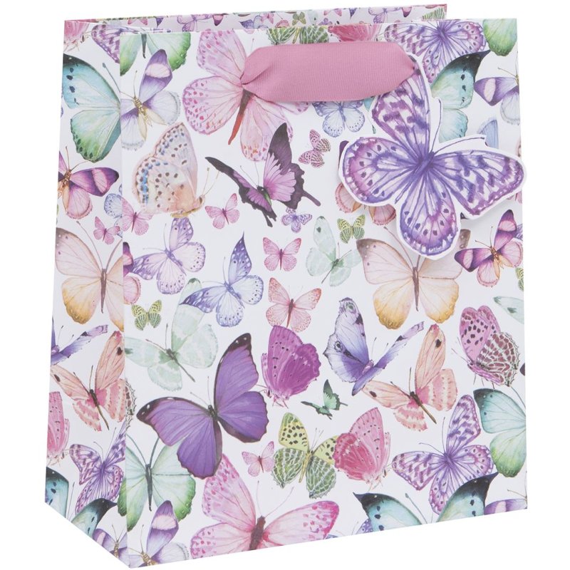 Glick Medium Butterflies Gift Bag on a white background