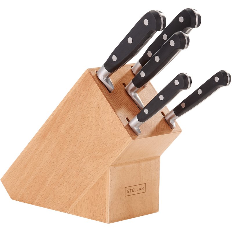 Stellar Stellar Classic 5 Piece Knife Block Wood