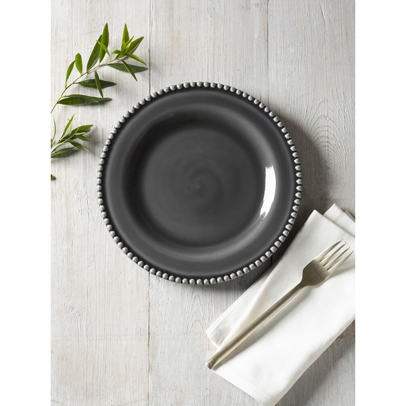 M.M Living Bobble Grey Side Plate on a dining table with napkins and forks