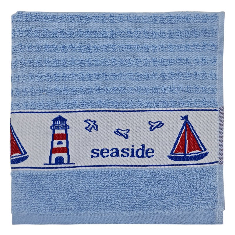 Seaside Blue Tea Towel image on a white background