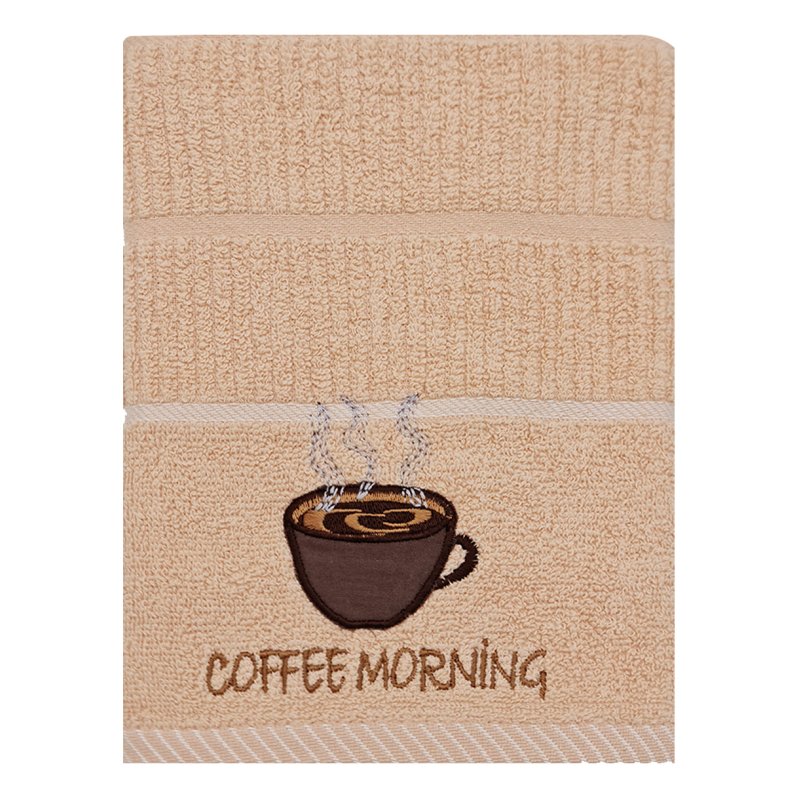 Beige Coffee Morning Tea Towel image on a white background