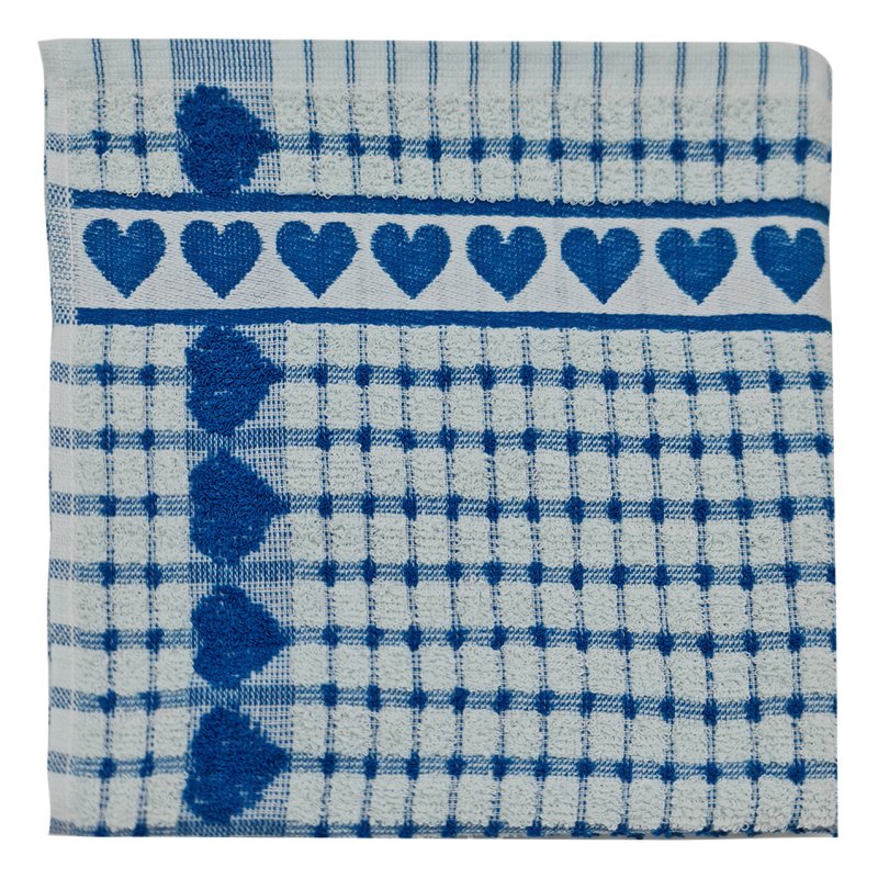 Heart Terry Aqua Tea Towel image on a white background