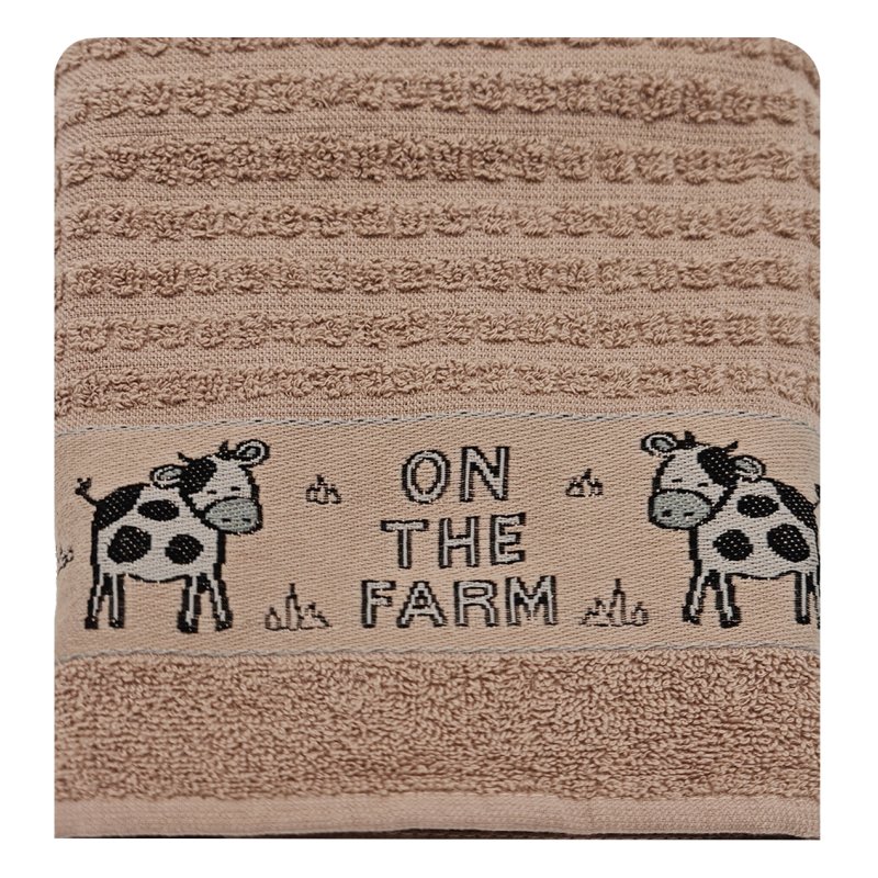 Brown On The Farm Tea Towel on a white background