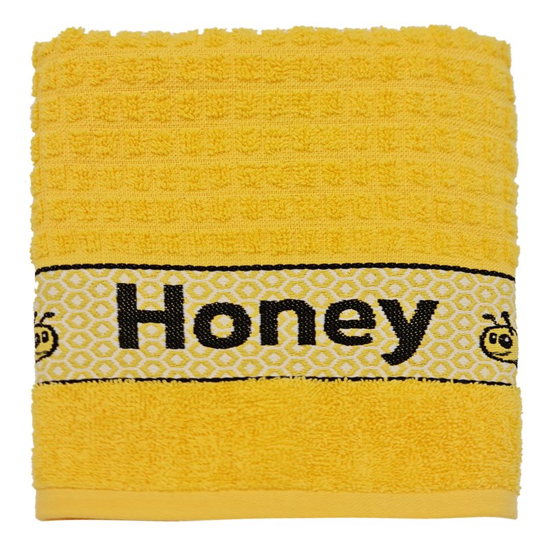 Yellow Honey Bee Tea Towel on a white background