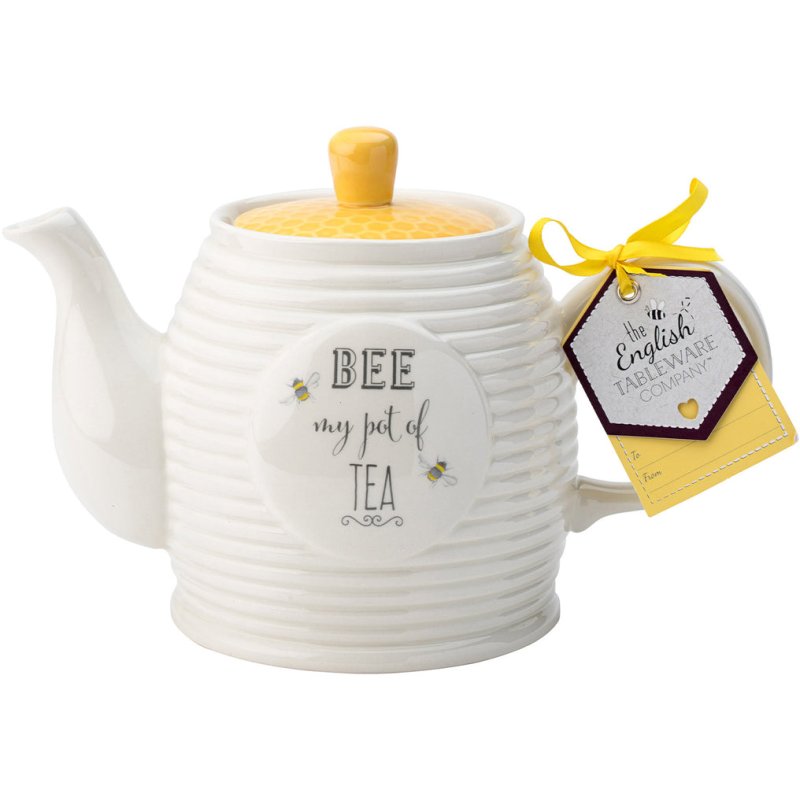 English Tableware Company Bee Happy Teabag Tidy - Hexagon Shaped Ceramic Teabag Holder, Cute Kitchen Accessory-657706