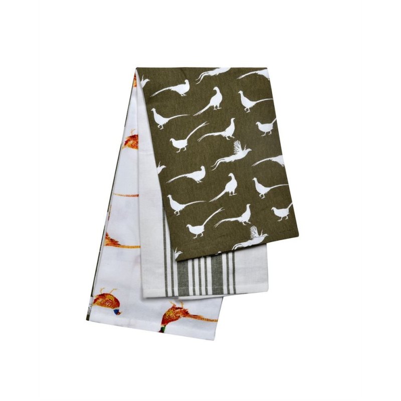 Stow Green The Pantry Pheasant Twilight Tea Towels on a white background