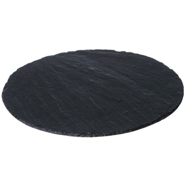 Simply Home Round Slate Cheese Board laying flat on a white backgroung