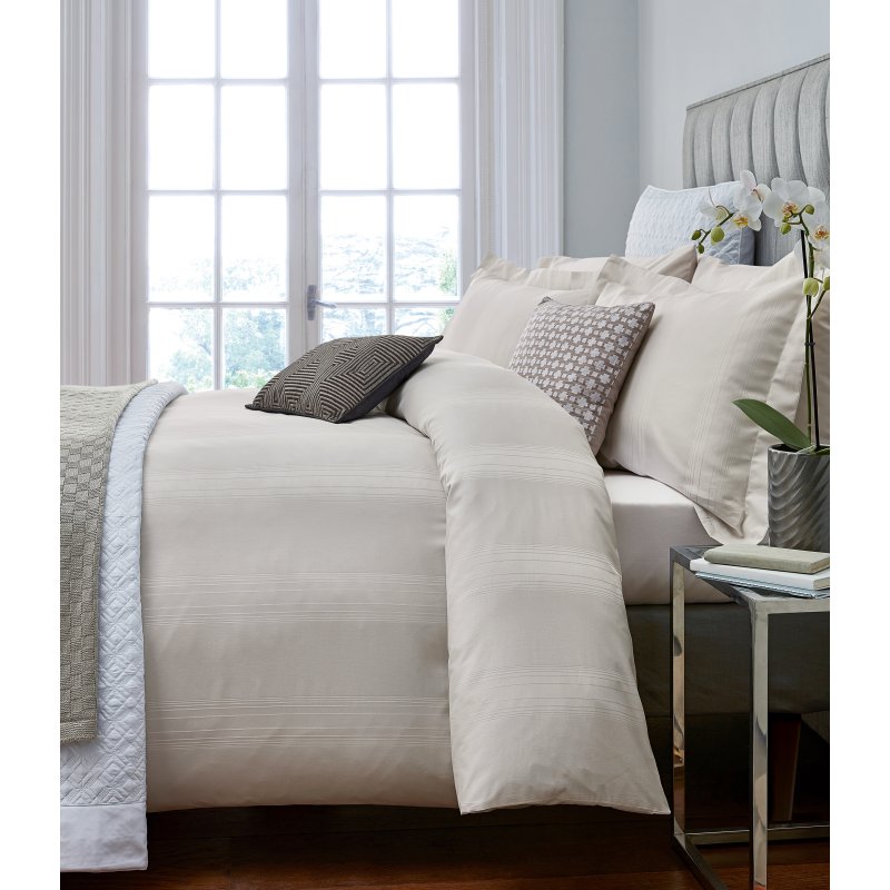 Peacock Blue Hotel Capella Cashmere Duvet Cover Set on a bed
