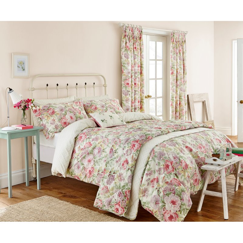 Sanderson Options Amelia Rose Duvet Cover Set in a bedroom on a bed