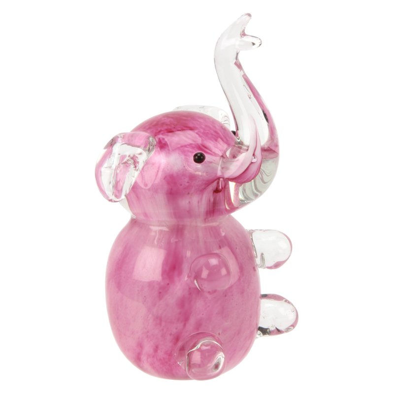 Sophia Object D'Art Pink Elephant Glass Elephant on a white background