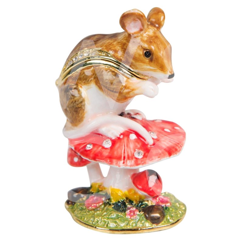Stratton Mouse on a Toadstool Treasured Trinket on a white background