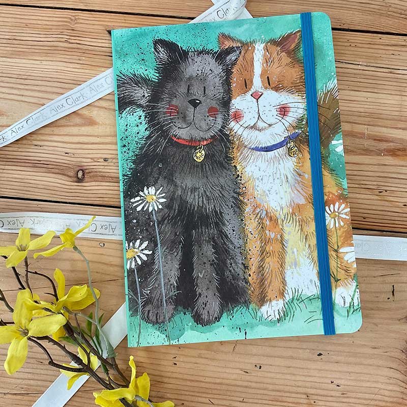 Alex Clark Toffee and Treacle Cat Chunky Notebook front cover on a wooden table