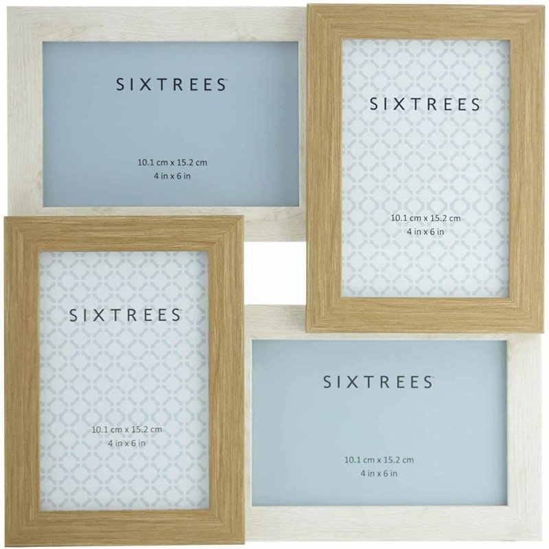 Sixtrees Star White and Oak Aperture Photo Frame on a white background