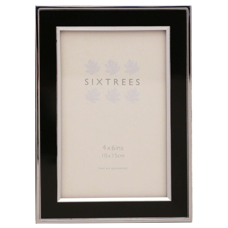 Sixtrees Abbey Black Polished Silver Photo Frame on a white background