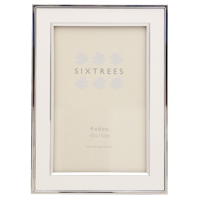 Sixtrees Abbey White Polished Silver Photo Frame on a white background