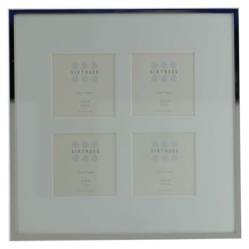 Sixtrees Park Lane Silver Plated Four Aperture Photo Frame on a white background