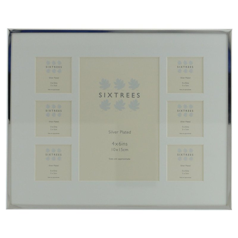 Sixtrees Park Lane Silver Plated Seven Aperture Photo Frame on a white background
