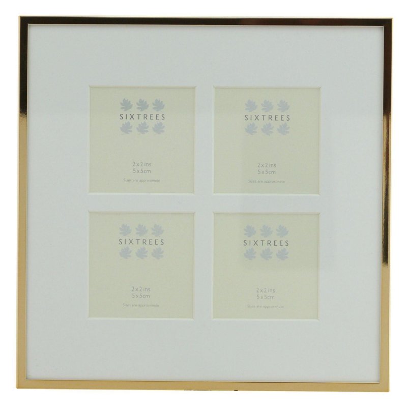Sixtrees Park Lane Rose Gold Narrow Profile 4 Collage Photo Frame on a white background