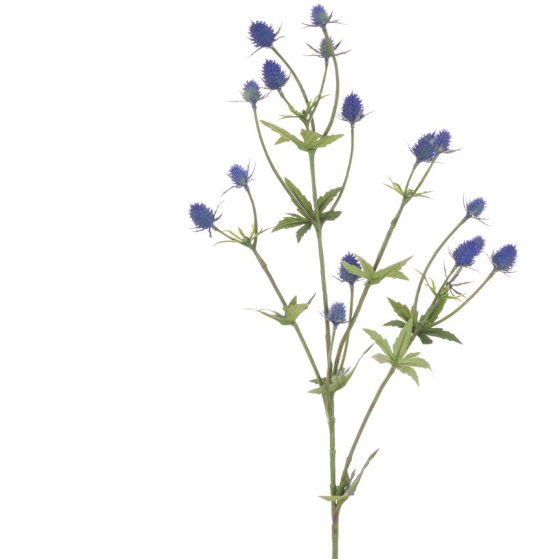 Floralsilk Blue Thistle Spray on a white background