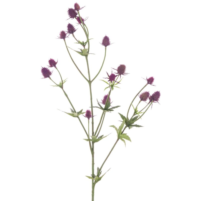 Floralsilk Purple Thistle Spray on a white background